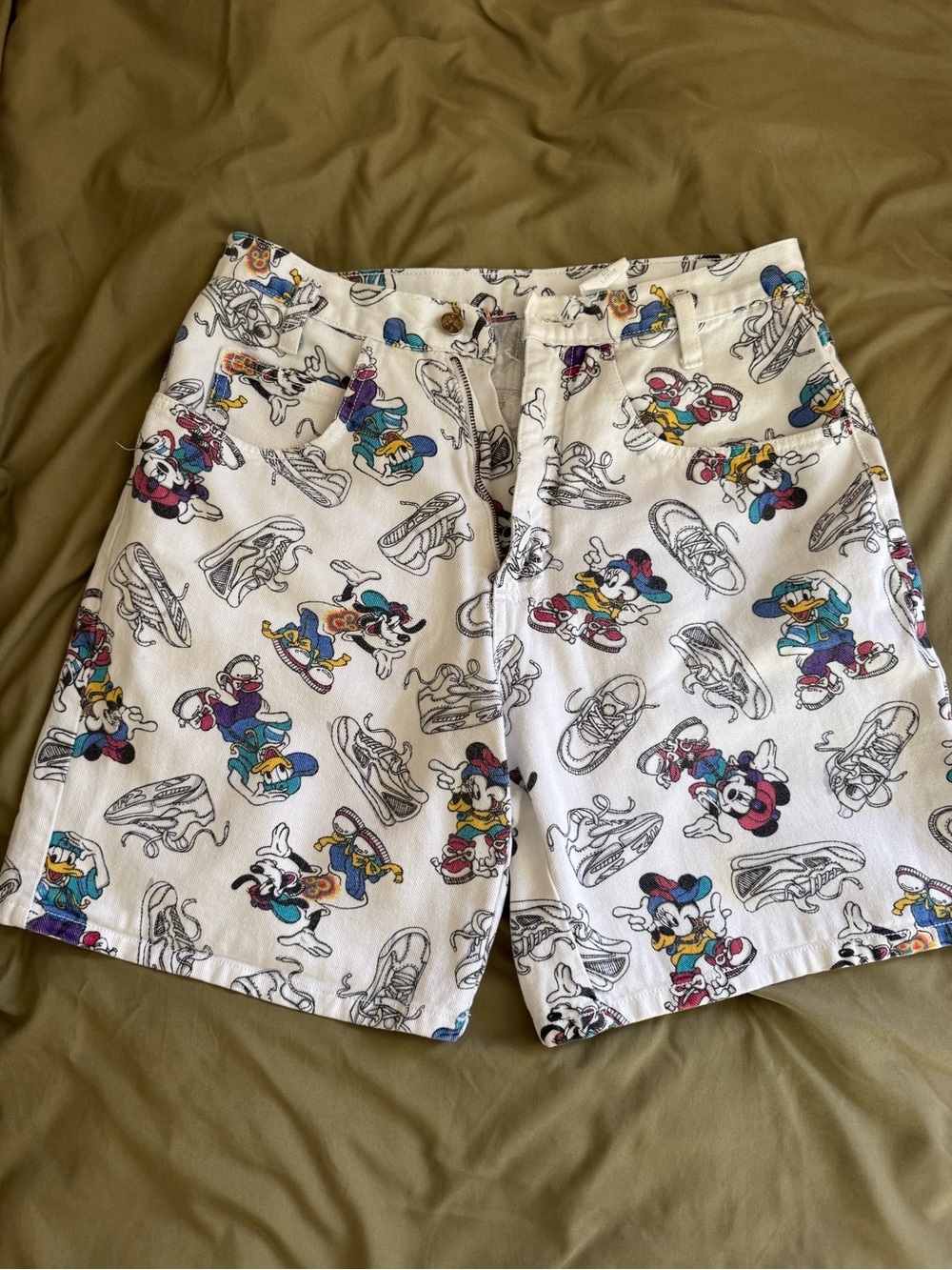 Disney White Shorts with Multicolor Character Print